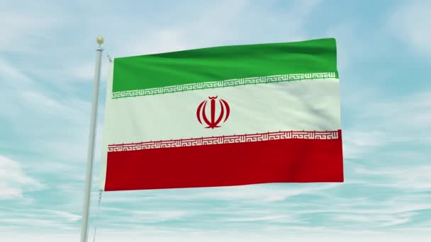Бесшовная Анимация Иранского Флага Фоне Голубого Неба Моделирование — стоковое видео