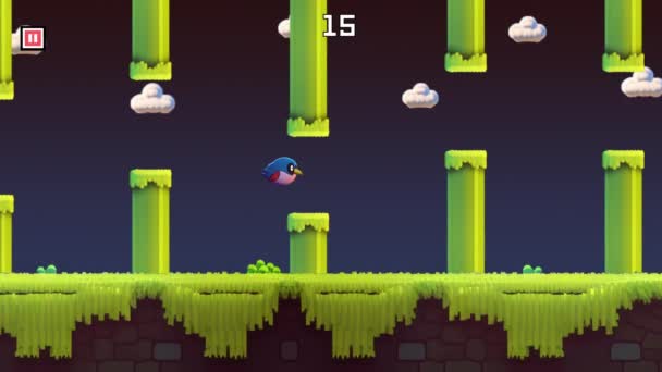Fake Video Game Gameplay Animation Flying Bird Theme Bird Game — Stockvideo