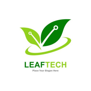 Yaprak teknolojisi vektör simgesi. İş, teknoloji, sanat ve doğa için elverişli