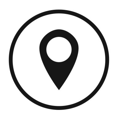 Ok işaretleyici simge vektör logo dairesi. İş, seyahat ve seyrüsefer için uygun