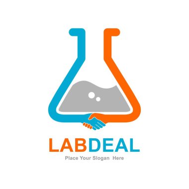 Laboratuar anlaşması logo vektör simgesi. İş birliği, takım çalışması, ortaklık ve araştırma sembolü için uygun