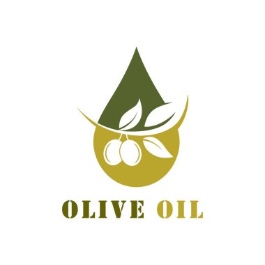 Zeytin yağı ikonu logosu. İş, güzellik, gıda, sağlık ve tasarım için elverişli