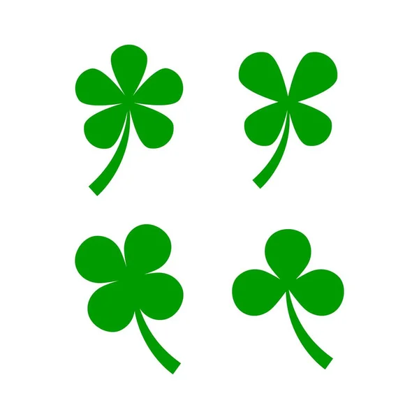 Koniczyna Zielona Pozostawia Zestaw Ikon Logo Wektora Odpowiednie Dla Przyrody — Wektor stockowy