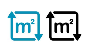 Okun logo vektör simgesiyle metrekare. Ölçüm etiketi için uygun