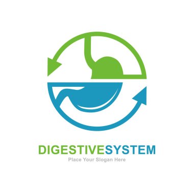 Mide oku logo vektör simgesi. İş ve sağlık için elverişli