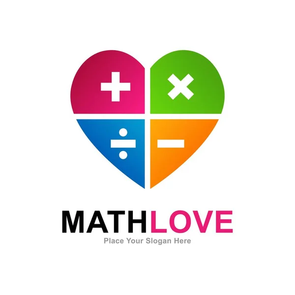 Matemáticas Amor Vector Logotipo Icono Adecuado Para Negocios Educación Símbolos — Archivo Imágenes Vectoriales