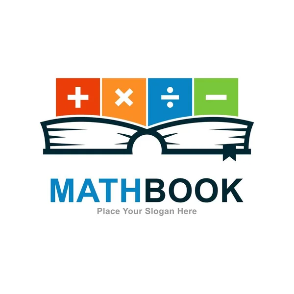 Matemáticas Libro Logo Vector Icono Adecuado Para Negocios Web Educación — Archivo Imágenes Vectoriales