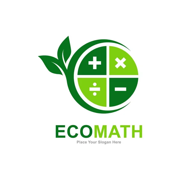 Eco Wiskunde Logo Pictogram Geschikt Voor Business Natuur Onderwijs Wiskunde — Stockvector