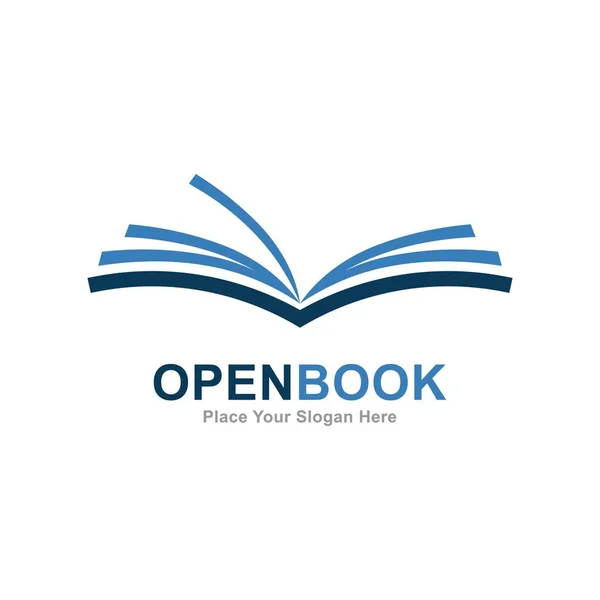 Abrir Libro Logo Vector Icono Adecuado Para Negocios Educación Librería — Archivo Imágenes Vectoriales