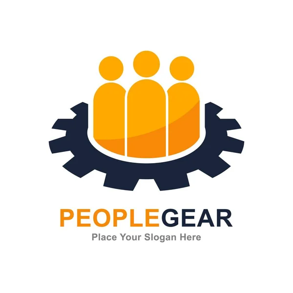 Άνθρωποι Γρανάζι Διάνυσμα Εικονίδιο Λογότυπο Κατάλληλο Για Επιχειρήσεις Βιομηχανικές Κοινωνικές — Διανυσματικό Αρχείο