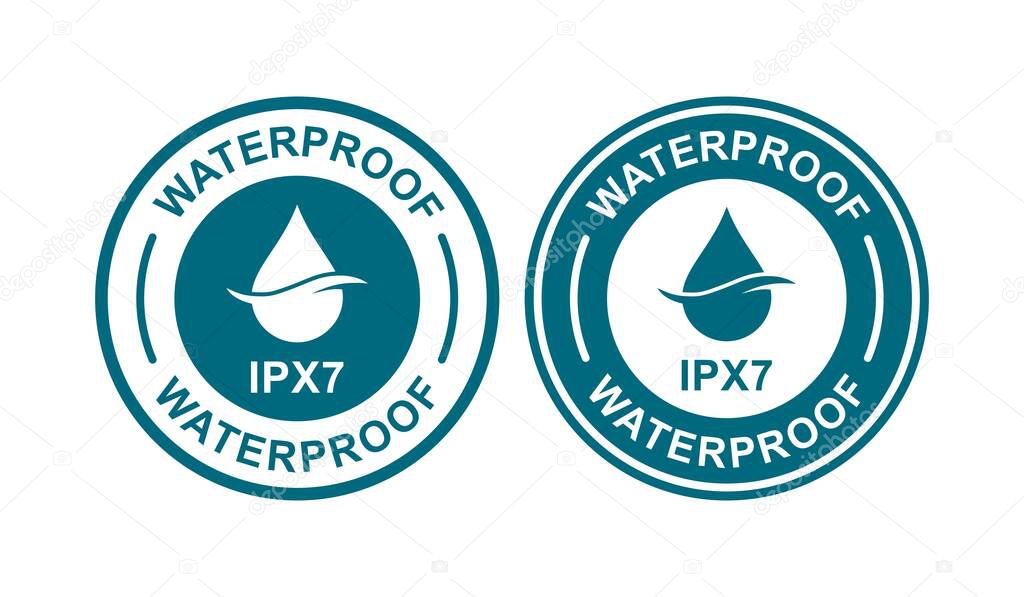 IPX7  waterproof protection vector logo icon badge. Suitable for business, information and product label