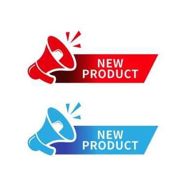 Yeni ürün logo vektör simgesi. İş, tanıtım, teknoloji ve reklam için uygundur.