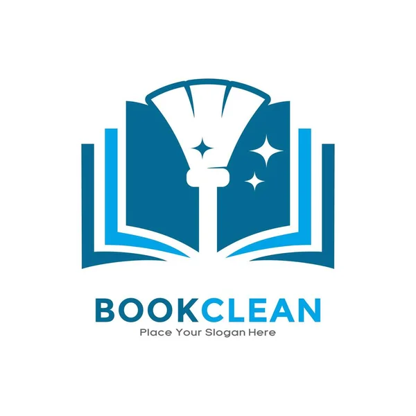 Buch Besen Vektor Logo Symbol Geeignet Für Unternehmen Bildung Haushalt — Stockvektor