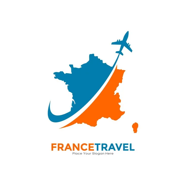 Francie Cestovat Logem Letadla Vektorové Logo Designu Vhodné Pro Obchod — Stockový vektor