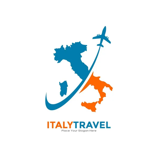 Itálie Cestování Logem Letadla Vektorové Logo Designu Vhodné Pro Obchod — Stockový vektor