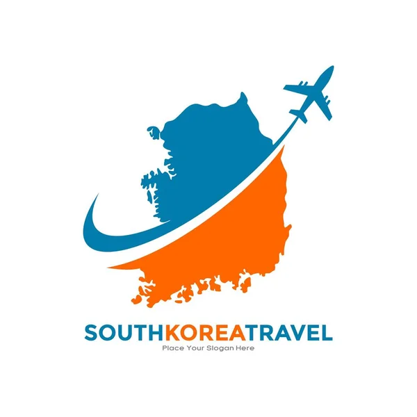 Jižní Korea Cestování Designem Vektorového Loga Letadla Vhodné Pro Obchod — Stockový vektor