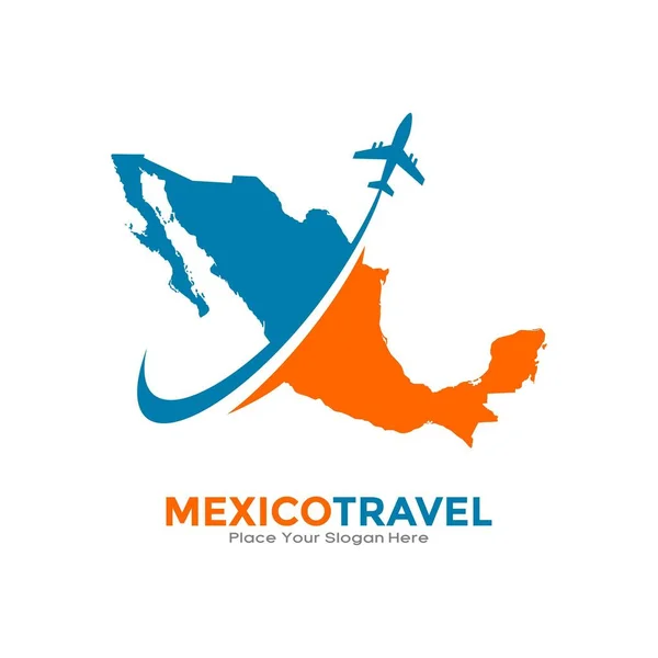 Meksiko Uçak Logosu Logosu Tasarımıyla Seyahat Ediyor Ulaşım Teknoloji Tatil — Stok Vektör