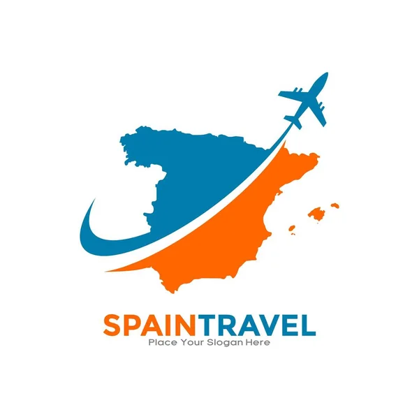 Espanha Viajar Com Logotipo Logotipo Vetor Plano Design Adequado Para — Vetor de Stock