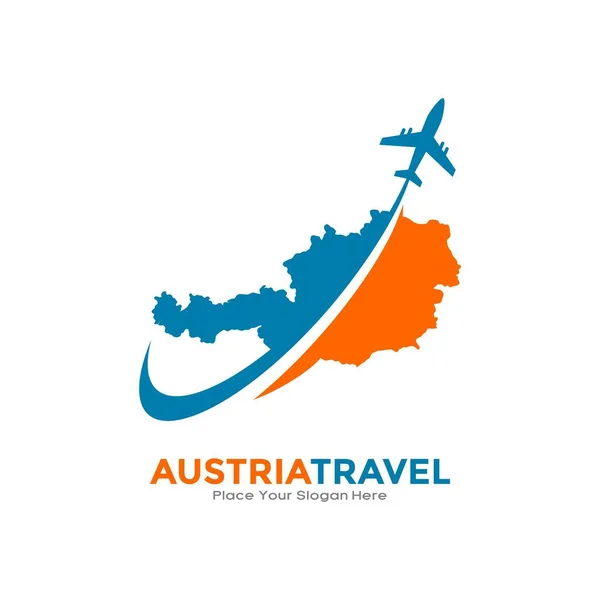 Rakousko Cestování Designem Vektorového Loga Letadla Vhodné Pro Obchod Dopravu — Stockový vektor