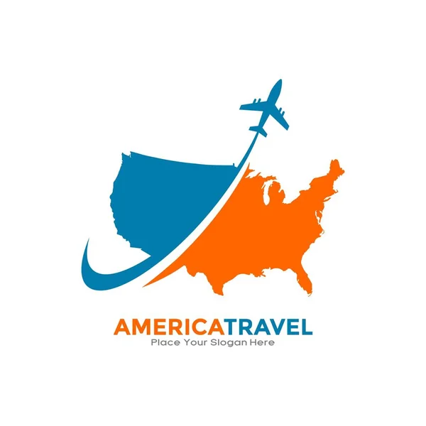 America Cestování Designem Vektorového Loga Letadla Vhodné Pro Obchod Dopravu — Stockový vektor