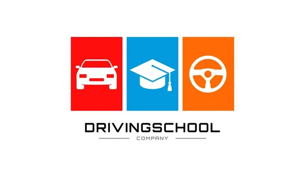Driving Escuela Vector Logotipo Icono Diseño Adecuado Para Negocios Educación — Archivo Imágenes Vectoriales
