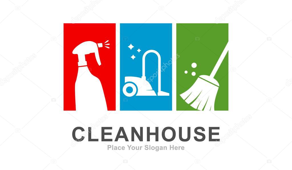 Clean house logo vector icon. Suitable for business and house keeping