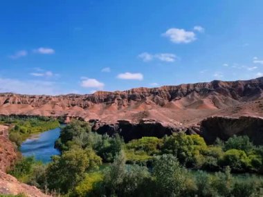 Nehir ve ağaçlarla dolu güzel bir manzara