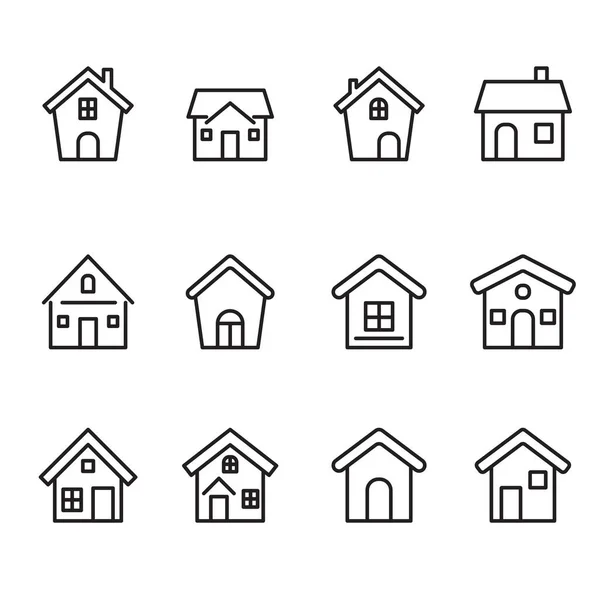 Σπίτι Εικονίδιο Σετ Απλή Απεικόνιση Διανυσματικών Εικονιδίων Στο Σπίτι Για — Διανυσματικό Αρχείο