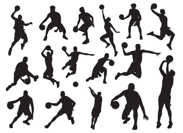 Beyaz arka planda basketbol oyuncusu silueti.