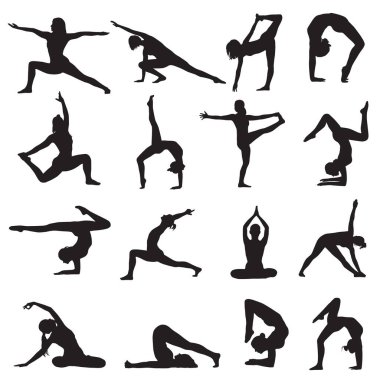 Yoga pozu verin, bembeyaz olsun. vektör illüstrasyonu.