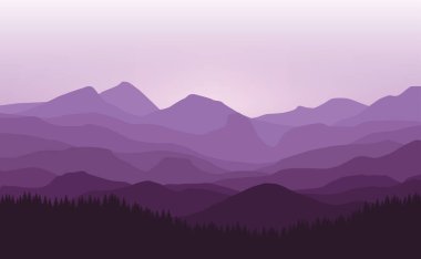 Akşamları dağları olan güzel bir manzara.