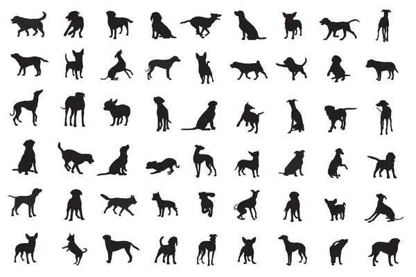 Hundesilhouette Schwarz Weiß Vektor Kunst Illustration — Stockvektor