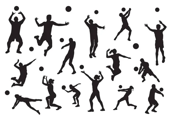 Beyaz arka planda bir voleybol oyuncusunun silueti.