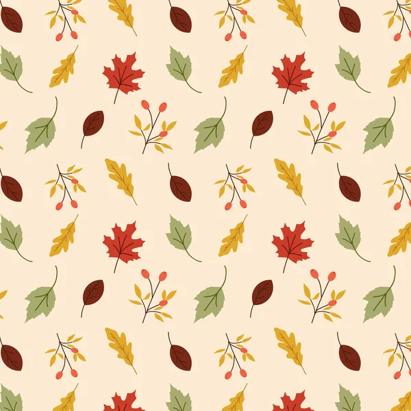 Nahtloses Muster Mit Herbstblättern Und Zweigen — Stockvektor