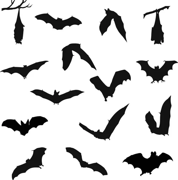 Halloween Vektor Bakgrund Med Olika Fladdermöss Flygande Bat — Stock vektor