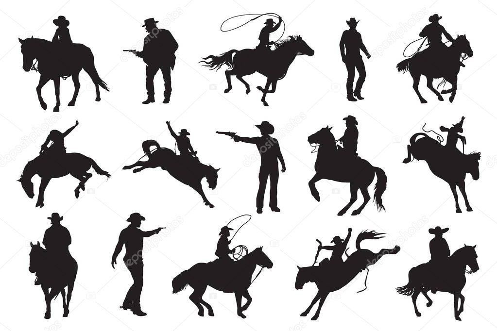 Cowboy silhouette on a white background