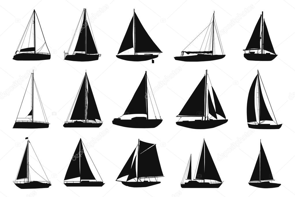 Set of sailing boat. vector illustration