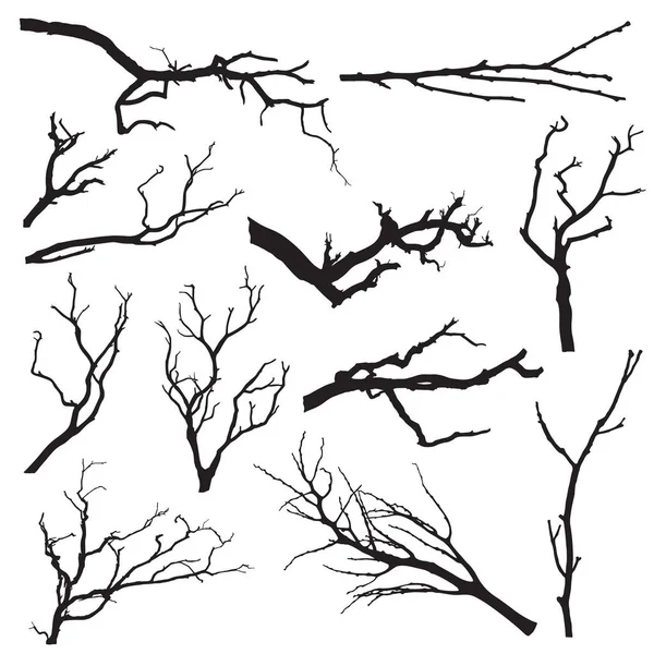 Силуэт Вектора Карикатуры Чёрное Дерево — стоковый вектор