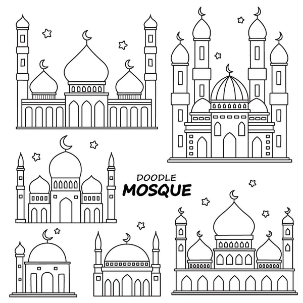 Mesquita Ilustração Doodle Preto Branco — Vetor de Stock