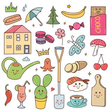 Çeşitli karalama setleri, şirin çıkartmalar.