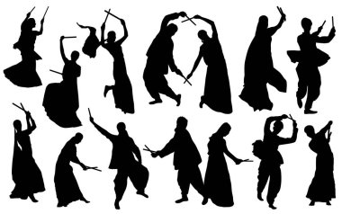 Dandiya dansçısı vektör silueti