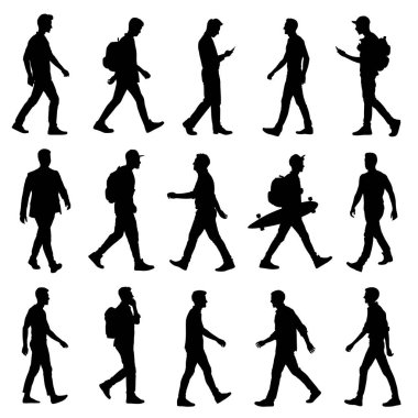 Yürüyen adam siluetleri ayarlandı