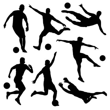 futbol spor siluetleri farklı pozisyonlarda