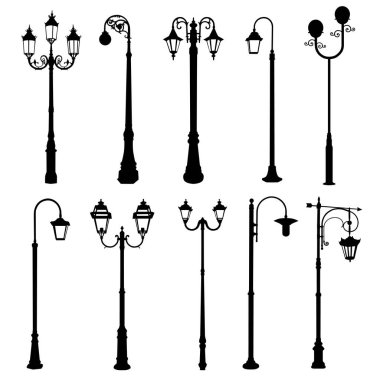 Lamppost sokak lambası ışık siluetleri
