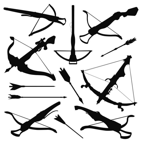 Mediaeval crossbow and bolts silhouette