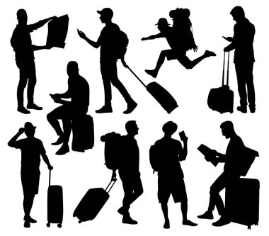 Macera siluetleri için seyahat eden bir adam