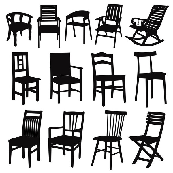 wooden desk silhouettes set