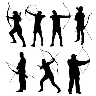 okçuluk vektör siluetleri koleksiyonu