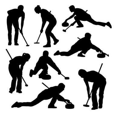kıvrımlı spor siluet seti
