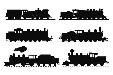 Retro tren yan görünüm silueti